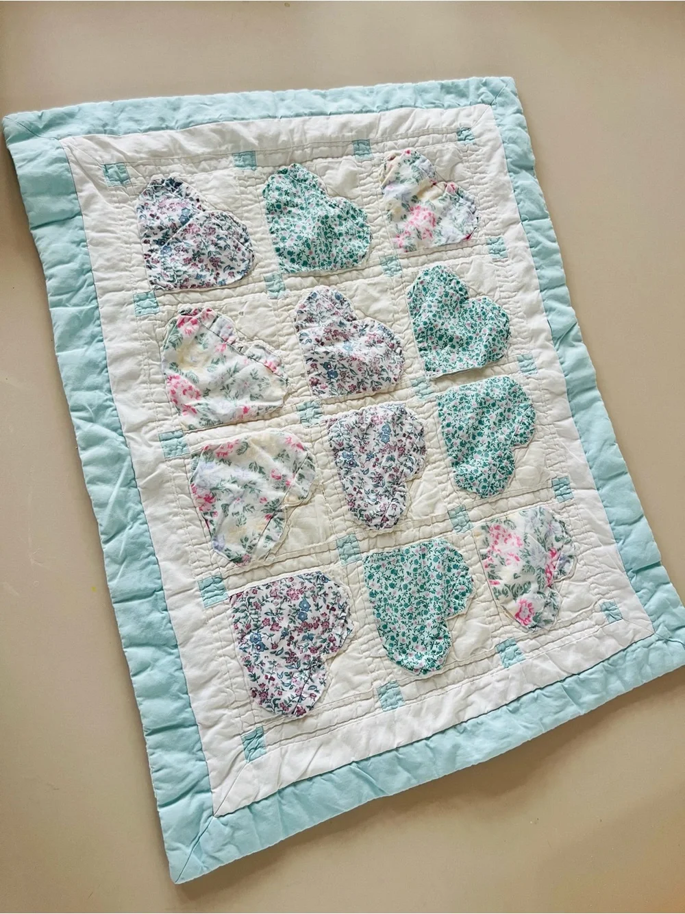 Vintage heart patch work pillow sham, pillow case